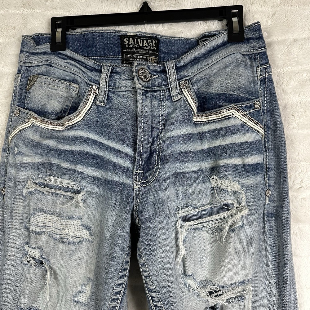 Buckle Salvage Supply Co. Mayhem Straight Regular‎ Fit Stretch Distressed 31x32